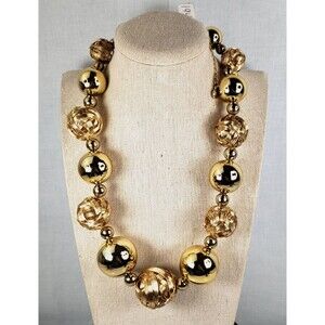 Vintage 1980's Brand c1946 Wired Ball Gold Tone Choker Necklace